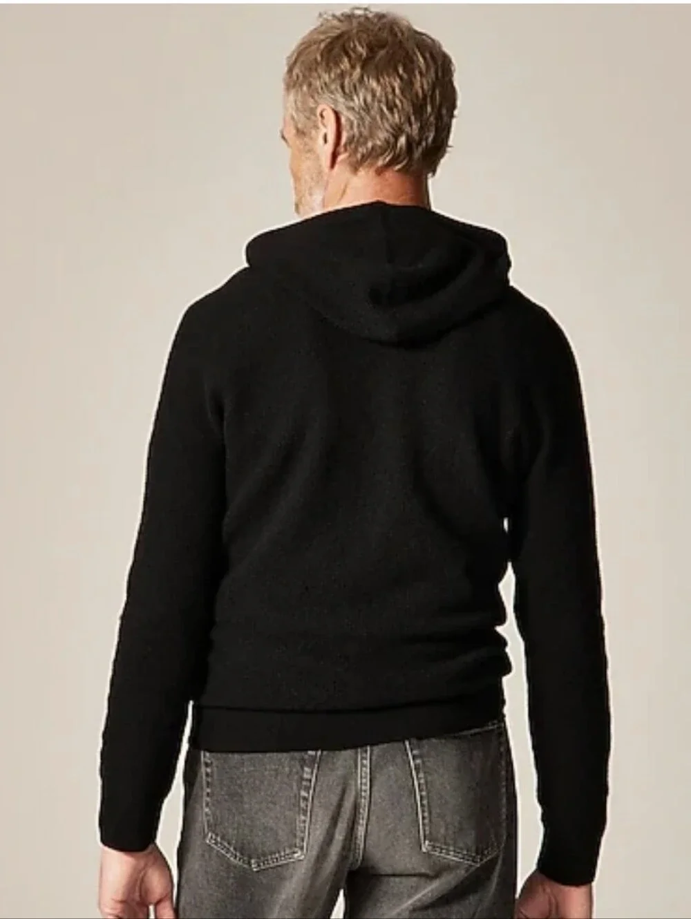 J Crew Cashmere waffle hooded sweater CB523 Size XS Black